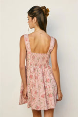 Taylor Florals Lace Trim Bustier Mini Dress - Pink