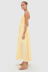 Light Yellow V-Neck Maxi Dress