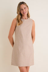 Mocha Gingham Yvette Mini Dress