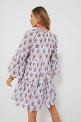 Lavender Atherton Balloon Sleeve Short Dress