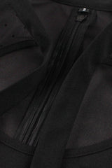 High Neck Embroidery Black Swing Dress