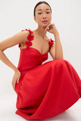 Red Ser Arte Embellished Maxi Dress
