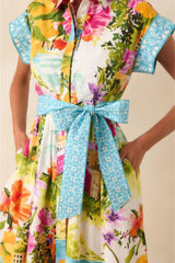 Sorrento Gardens Duo Printed Belted Midi Dress